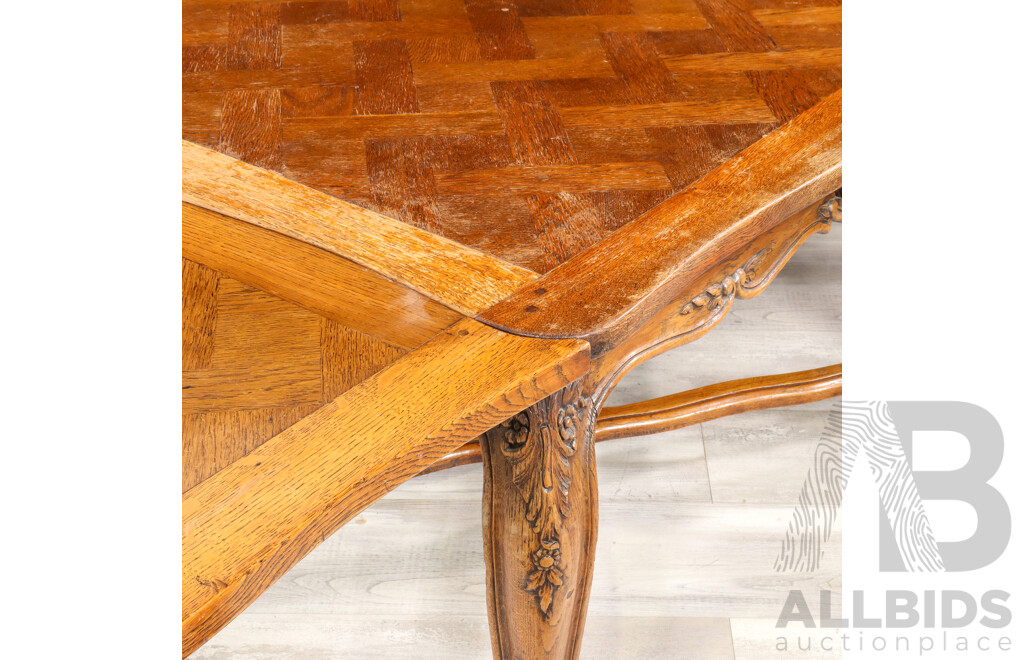 Vintage French Oak Extension Dining Table