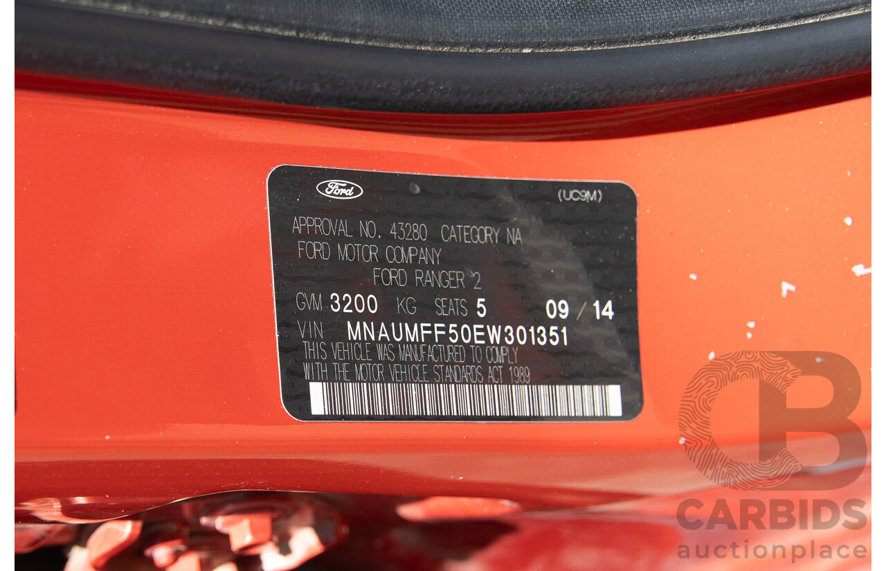 9/2014 Ford Ranger Wildtrak 3.2 (4x4) PX Crew Cab Utility Chilli Orange 3.2L