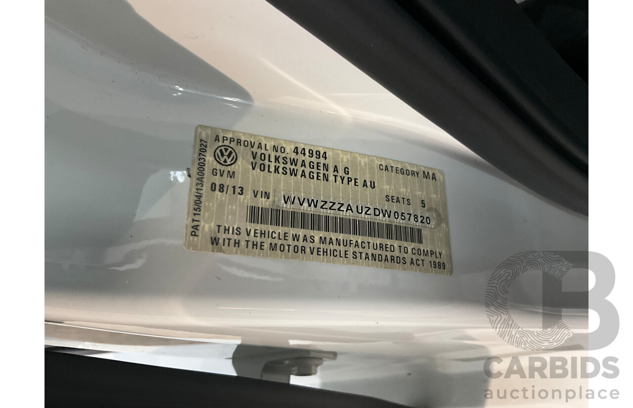 8/2013 Volkswagen Golf 90 TSI Comfortline AU 5d Hatchback Pure White Turbo 1.4L