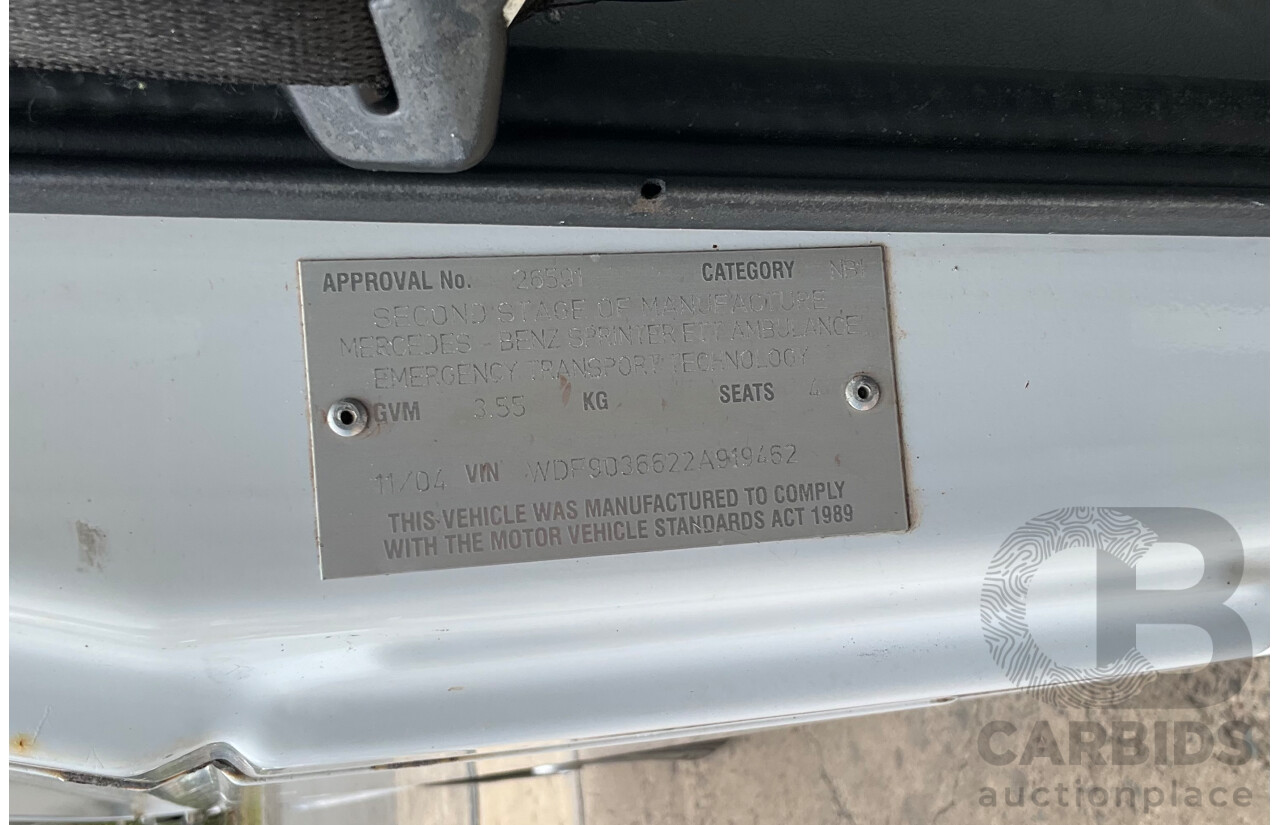 11/2004 Mercedes-Benz Sprinter 316CDI LWB (RWD) Van Arctic White Turbo Diesel 2.7L - Custom Camper