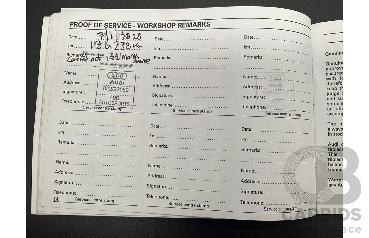 1/2010 Audi A4 2.0 TDI B8 (8K) 4d Sedan Deep Sea Blue Metallic Turbo Diesel 2.0L