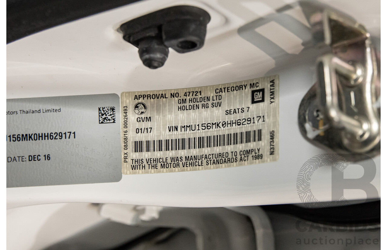 01/2017 Holden Trailblazer LTZ (4x4) RG MY17 4d Wagon Summit White Turbo Diesel 2.8L