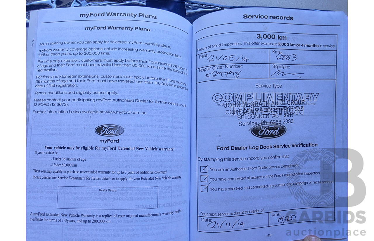 1/2014 Ford Fiesta Sport WZ 5d Hatchback Blue Turbo 1.0L