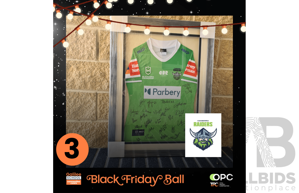 2025 WRL Canberra Raiders Framed and Team - Signed Jersey