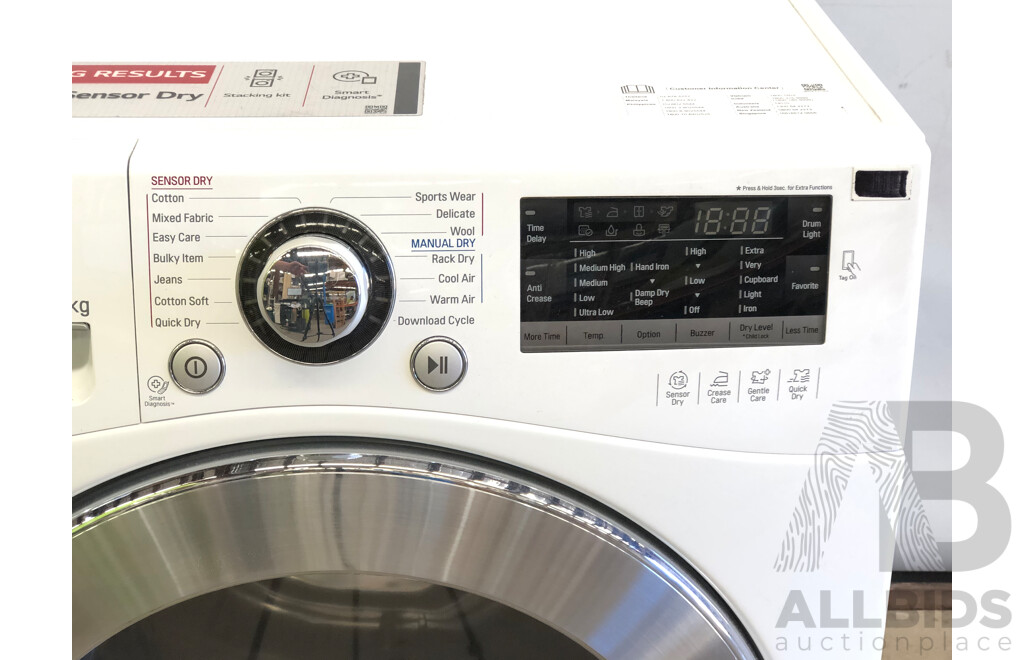 LG Sensor Dry 8kg Front Loader Condenser Clothes Dryer