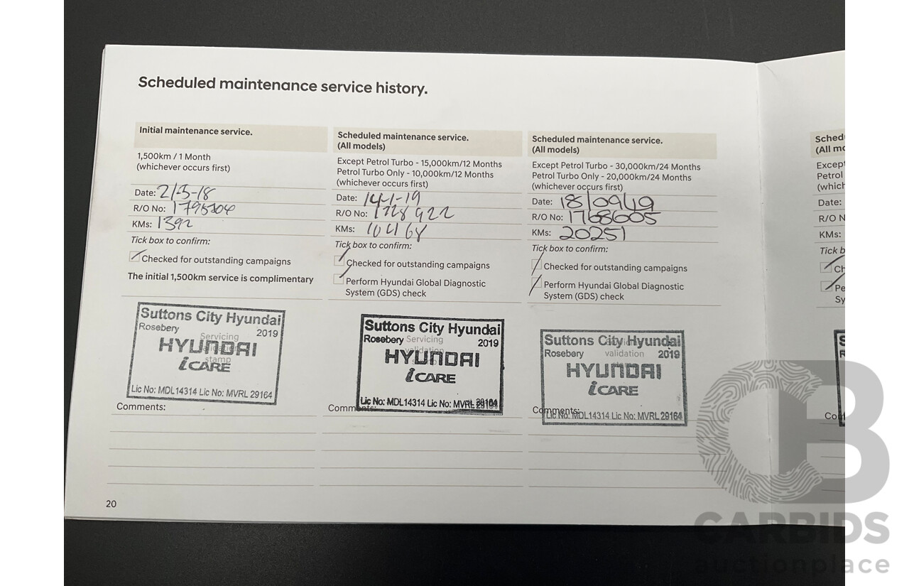 03/2018 Hyundai Kona Highlander (AWD) OS 4d Wagon Chalk White Turbo 1.6L