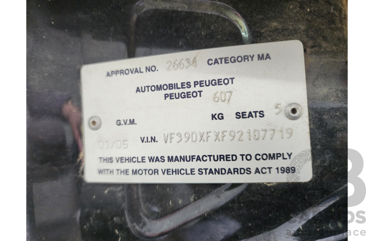 1/2005 Peugeot 607   4d Sedan Black 2.9L