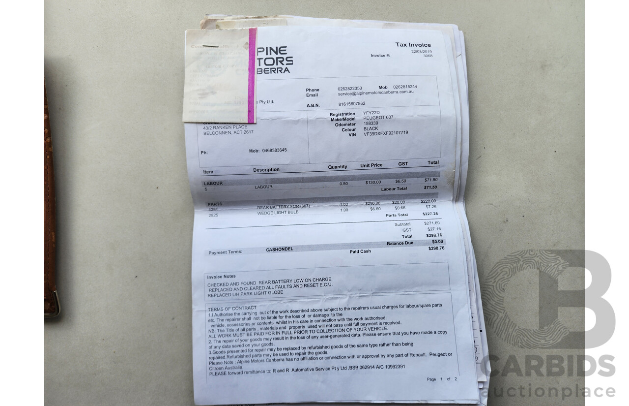 1/2005 Peugeot 607   4d Sedan Black 2.9L