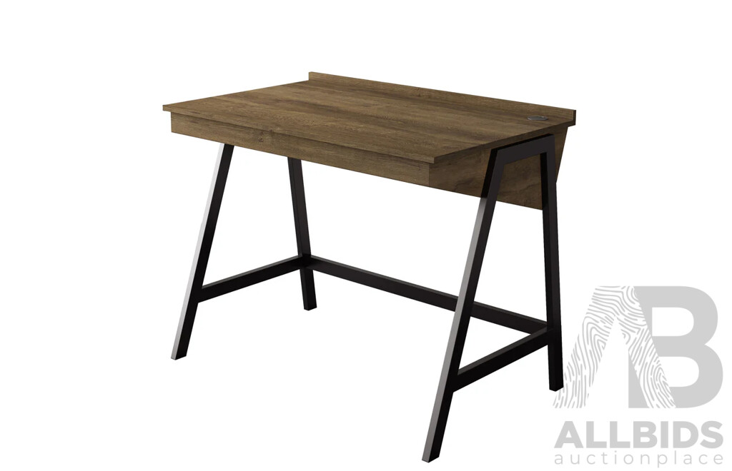 Aspect Desk Dark Oak Wood Desk with Black Metal Frame - Brand New