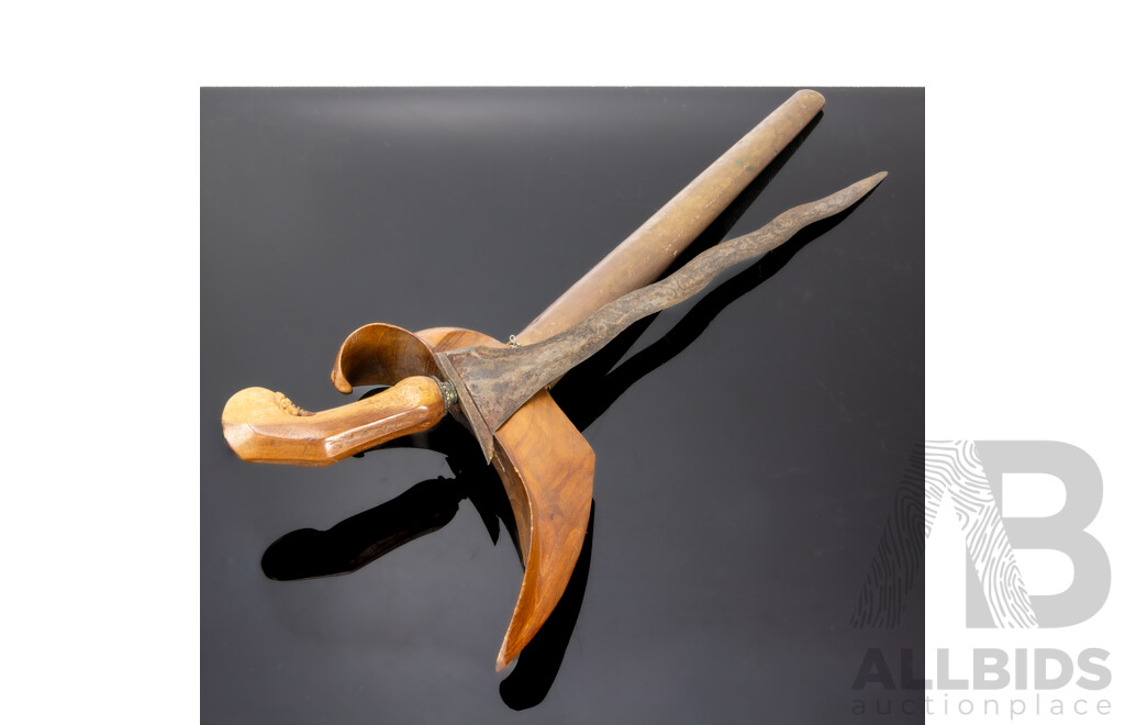 Reproduction Timber Handled Kris Dagger with Scabbard - From Indonesia