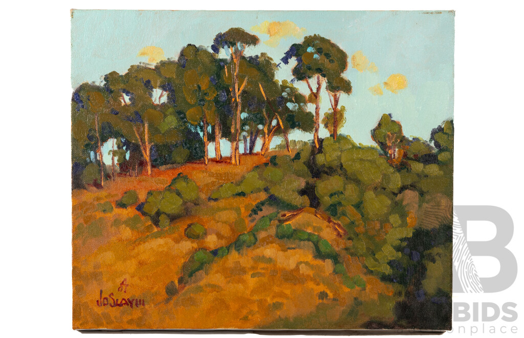 Joe Slay III (20th Century, American), Afternoon Settling Over Mountain, Original Oil on Canvas, 28 x 35 cm
