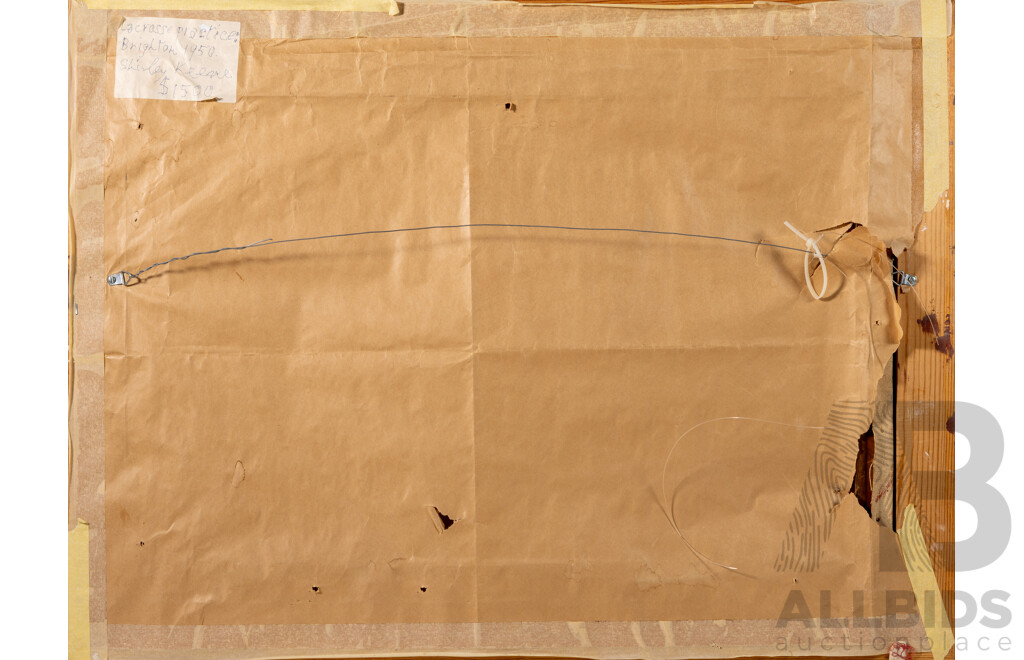 Shirley Keene, (20th Century, Australian, 1924-2010), LaCrosse Practice, Brighton (1950), Original Vintage Oil on Canvas, 63 x 85 cm (frame)