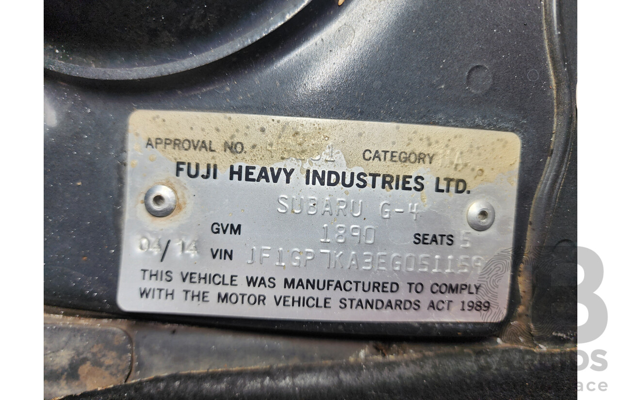 4/2014 Subaru Impreza 2.0i-L (awd) MY14 5d Hatchback Black 2.0L