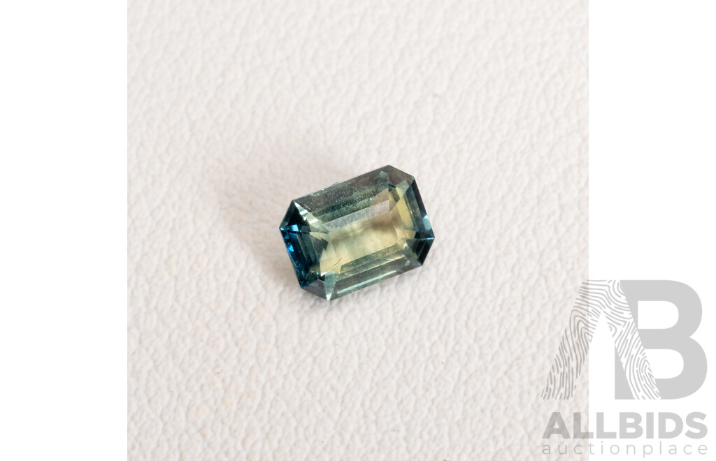 Parti Sapphire, Natural Corundum Emerald Cut Gemstone, 1.20ct, Origin Madagascar