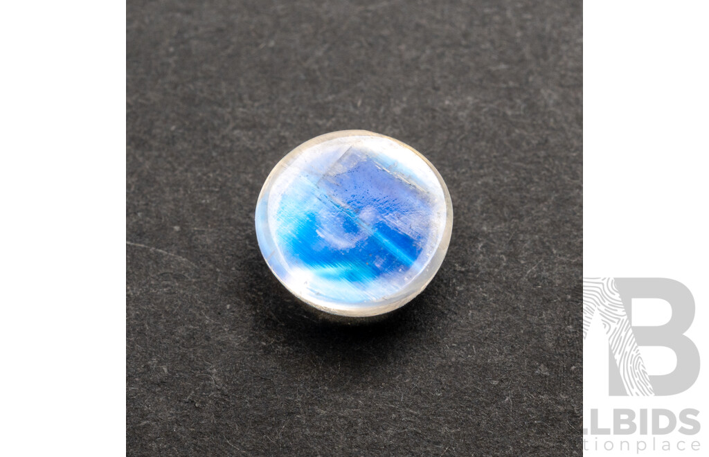 Blue Moonstone, Natural Round Cut Cabochon Gemstone, 2.85ct, Origin Sri Lanka