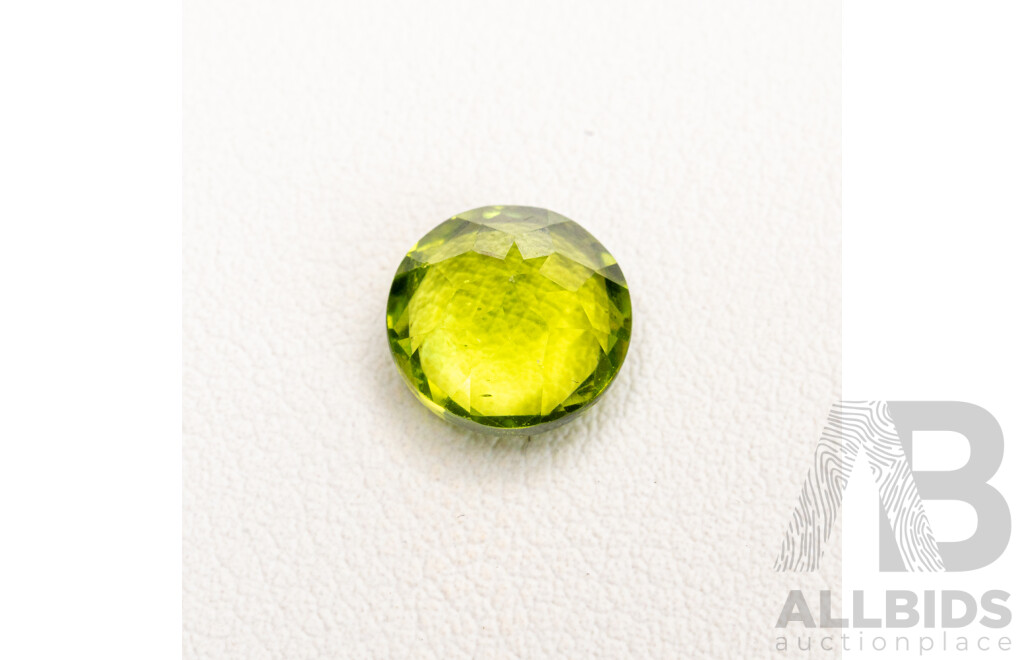 Peridot, Natural Round Brilliant Cut Gemstone, 4.15ct, Origin Sri Lanka