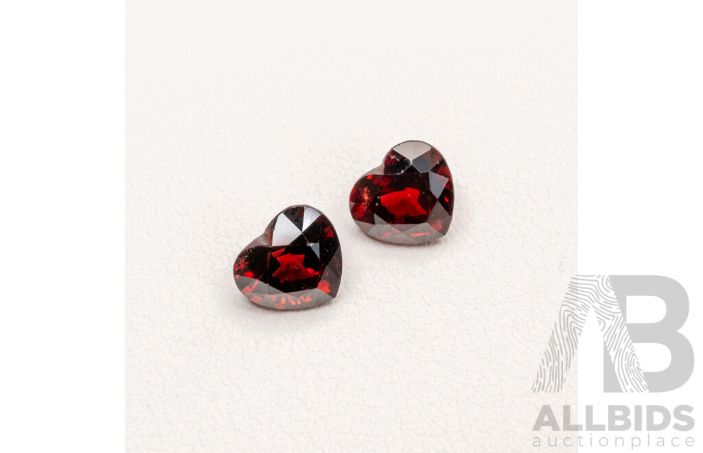 Burmese Red Spinel, (2) Natural Corundum Valentine Heart Cut Gemstones, 2.22ct & 2.46ct, Certified LGL2212069874