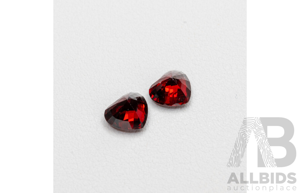 Burmese Red Spinel, (2) Natural Corundum Valentine Heart Cut Gemstones, 2.22ct & 2.46ct, Certified LGL2212069874