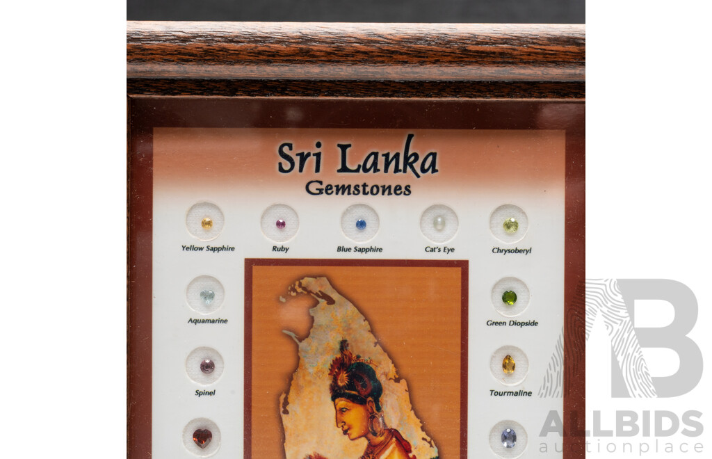 Sri Lankan Gemstone Collection 'Sigiriya' - Framed with (22) Natural Gemstone Specimans