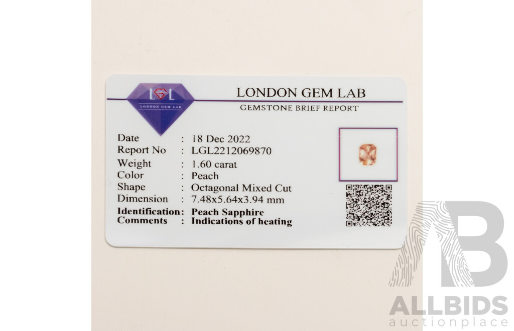 1.6ct Peach Sapphire