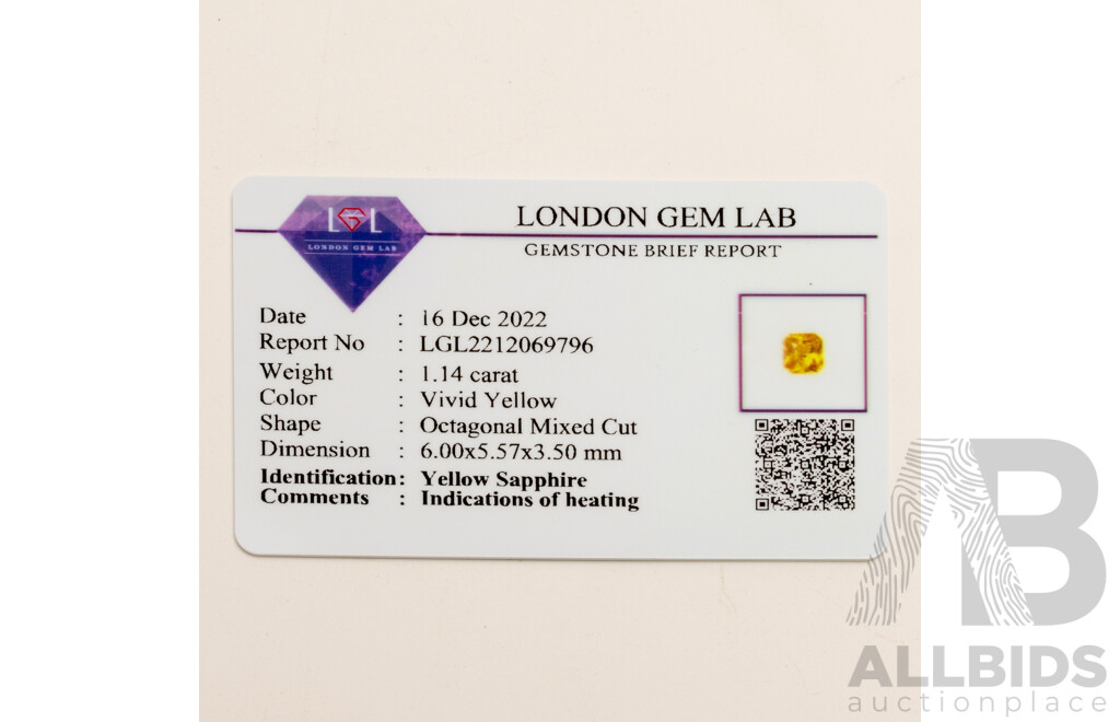 1.14ct Yellow Sapphire