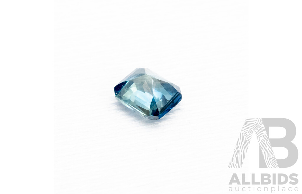 1.25ct Elongated Emerald Cut Teal Sapphire