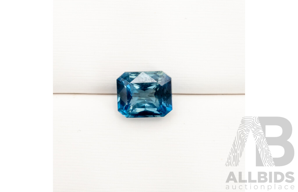 1.25ct Elongated Emerald Cut Teal Sapphire