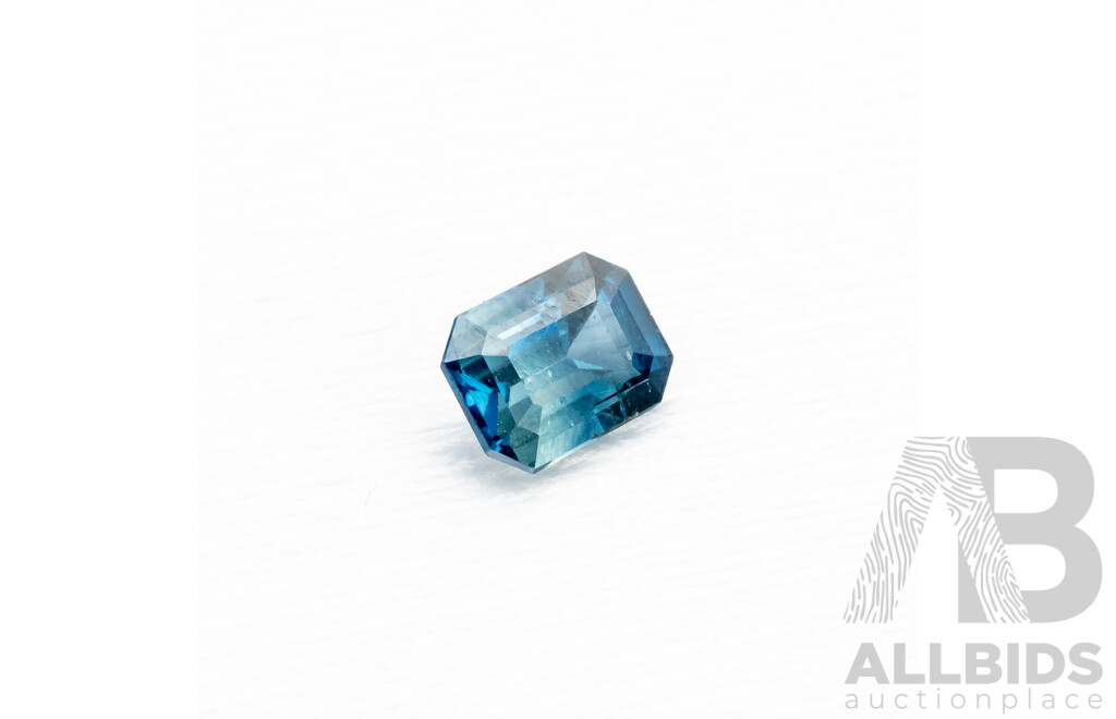 1.25ct Elongated Emerald Cut Teal Sapphire