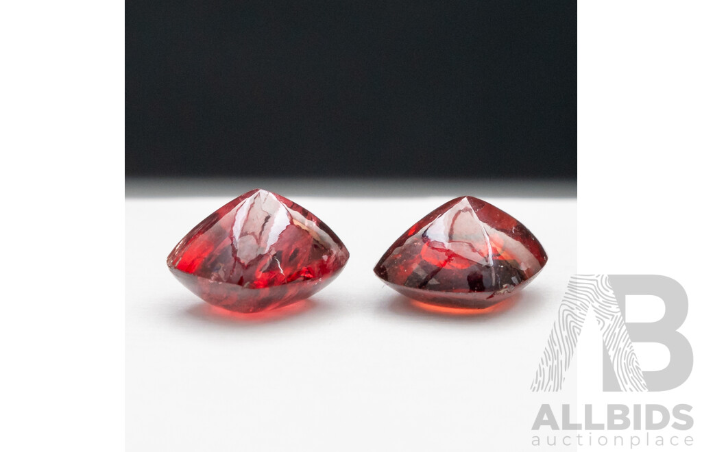 2.6ct Pair of Sugarloaf Cut Red Spinels