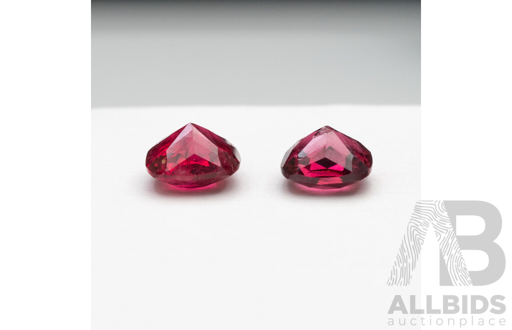 1.25ct Pair of Elongated Cushion Cut Red Spinels