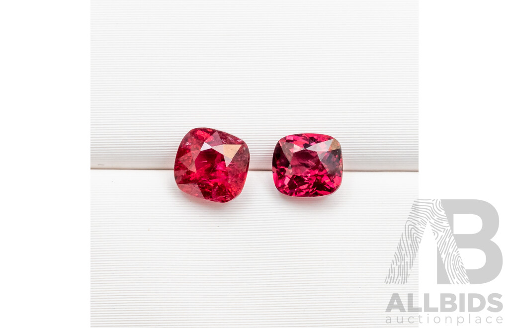 1.25ct Pair of Elongated Cushion Cut Red Spinels