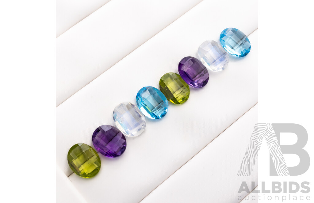 collection of (8) Amethyst, Moonstone, Topaz & Peridot Oval Faceted Gemstones, 9.35ct