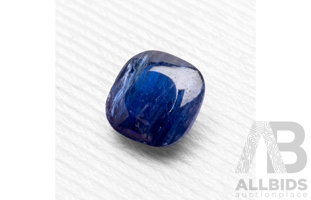 2.30ct Cushion Cut Sugar Loaf Blue Sapphire