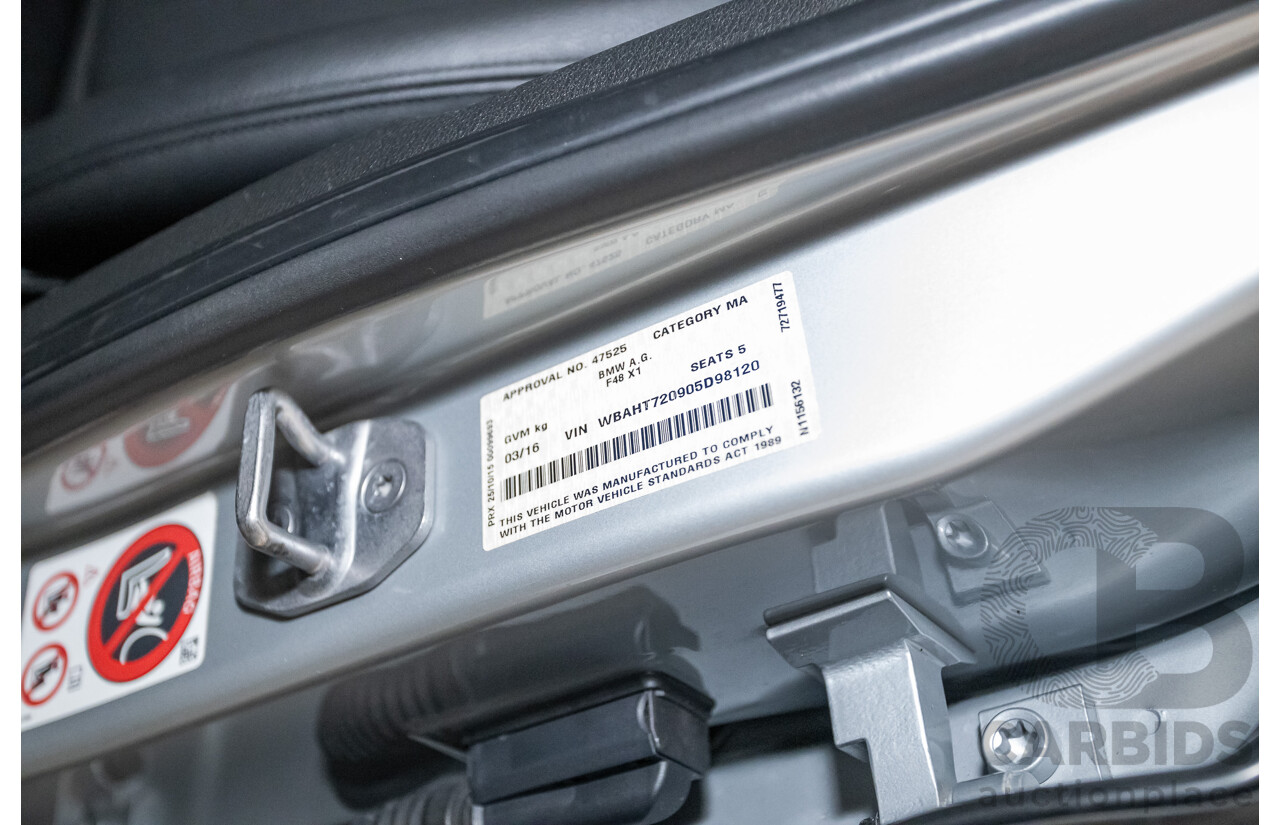 03/2016 BMW X1 sDrive 18D F48 4D Wagon Silver Turbo Diesel 2.0L