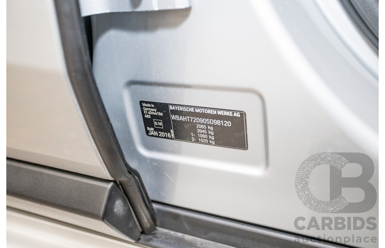 03/2016 BMW X1 sDrive 18D F48 4D Wagon Silver Turbo Diesel 2.0L