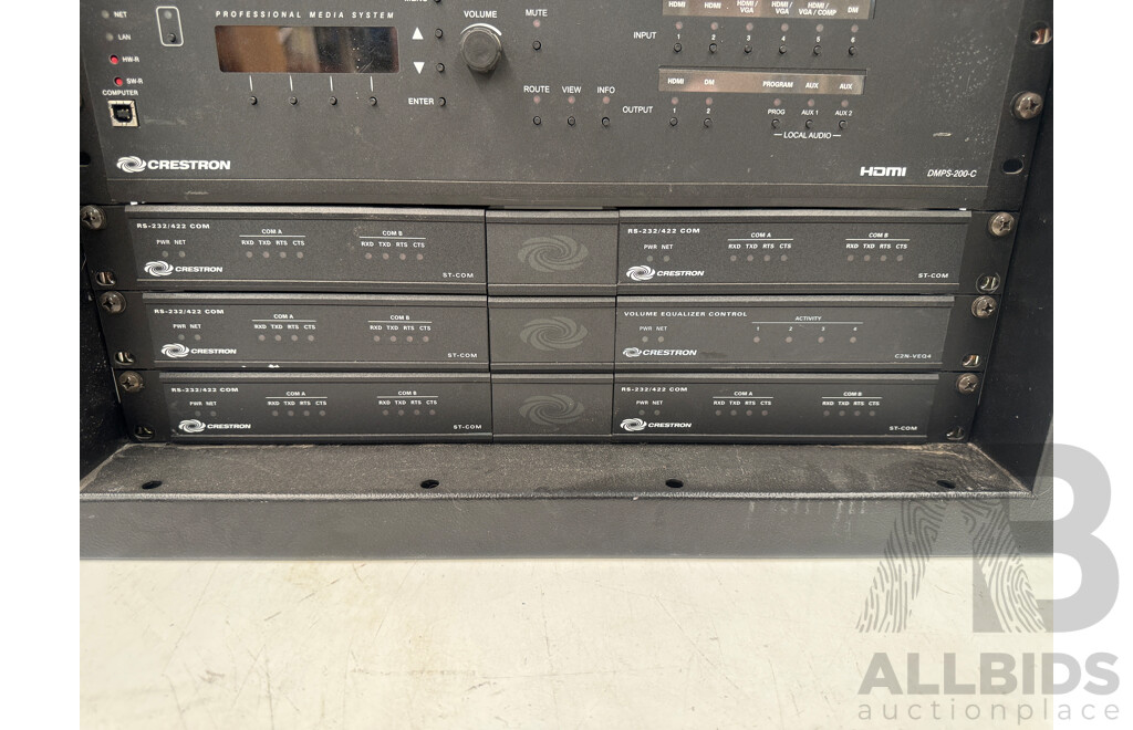 Hallam Rack Cabinet Containing Digital Media System - DMPS3-300-C + DMPS-200-C + ST-COM + C2N-VEQ4 + ST-COM