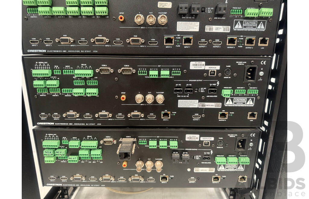 Hallam Rack Cabinet Containing Digital Media System - DMPS3-300-C + DMPS-200-C + ST-COM + C2N-VEQ4 + ST-COM