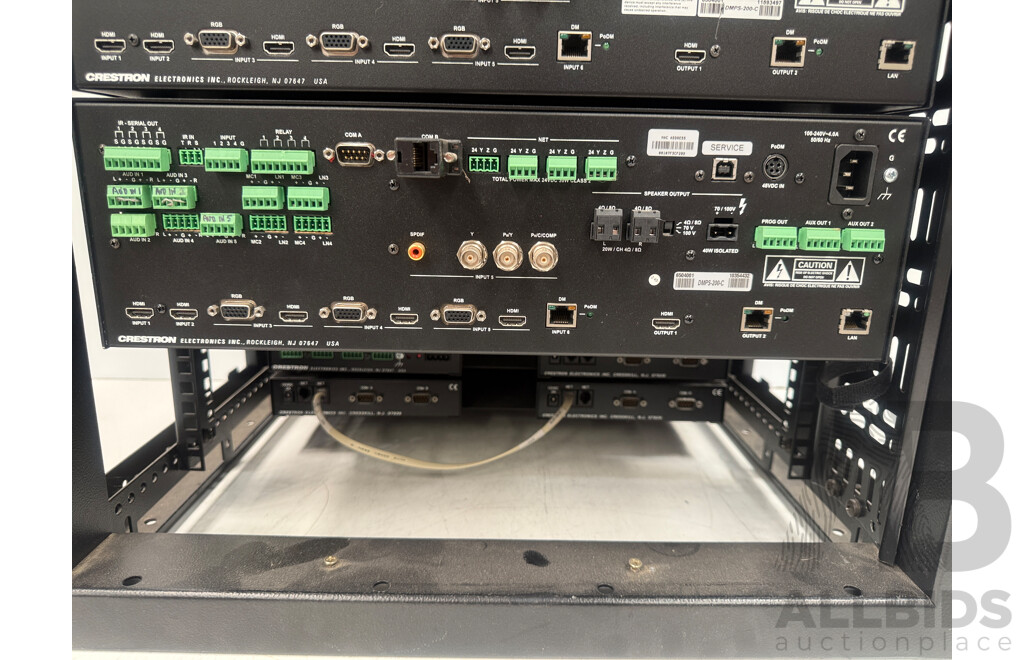 Hallam Rack Cabinet Containing Digital Media System - DMPS3-300-C + DMPS-200-C + ST-COM + C2N-VEQ4 + ST-COM