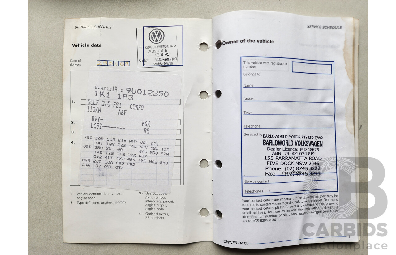 12/2008 Volkswagen Golf 2.0 FSI Pacific 1K MY08 UPGRADE 2 5d Hatchback Black 2.0L