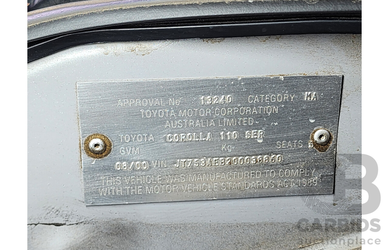 8/2000 Toyota Corolla Ascent AE112R 4d Sedan Silver 1.8L