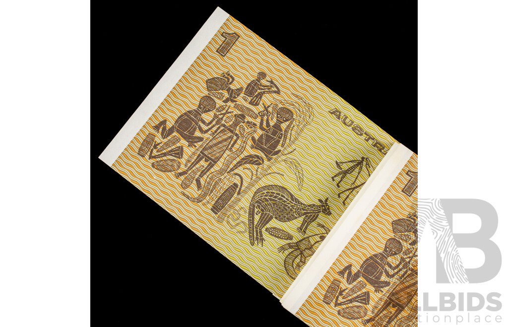 One Hundred Consecutive Australian 1982 UNC One Dollar Notes, Johnson/Stone R78, DPC 870266 - DPC 870366