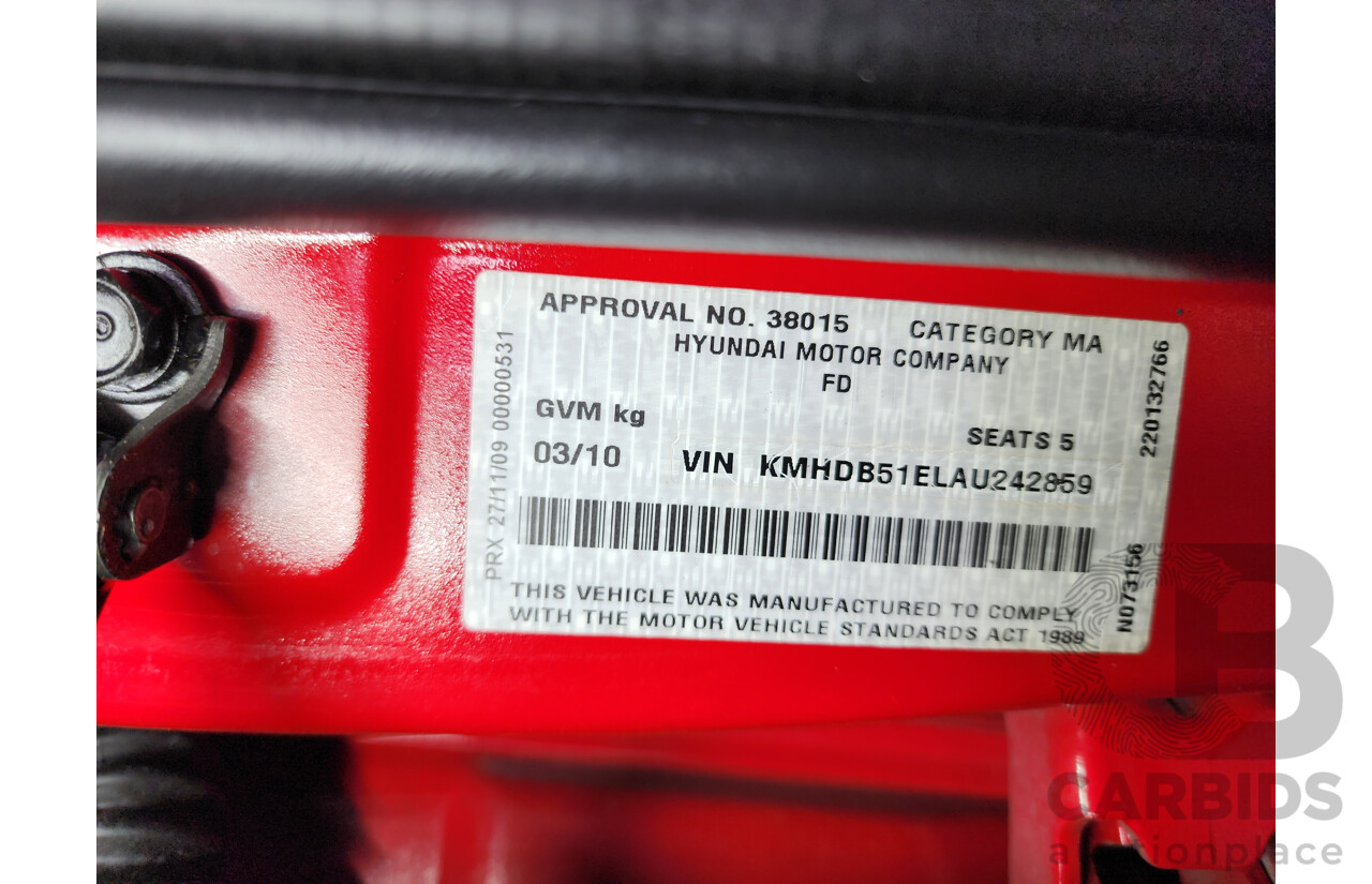 3/2010 Hyundai i30 SX FD MY10 5d Hatchback Red 2.0L