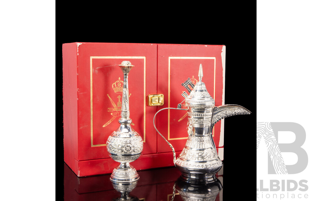 Omani Silver Mace and Rosewater Sprinkler in Presentation Case