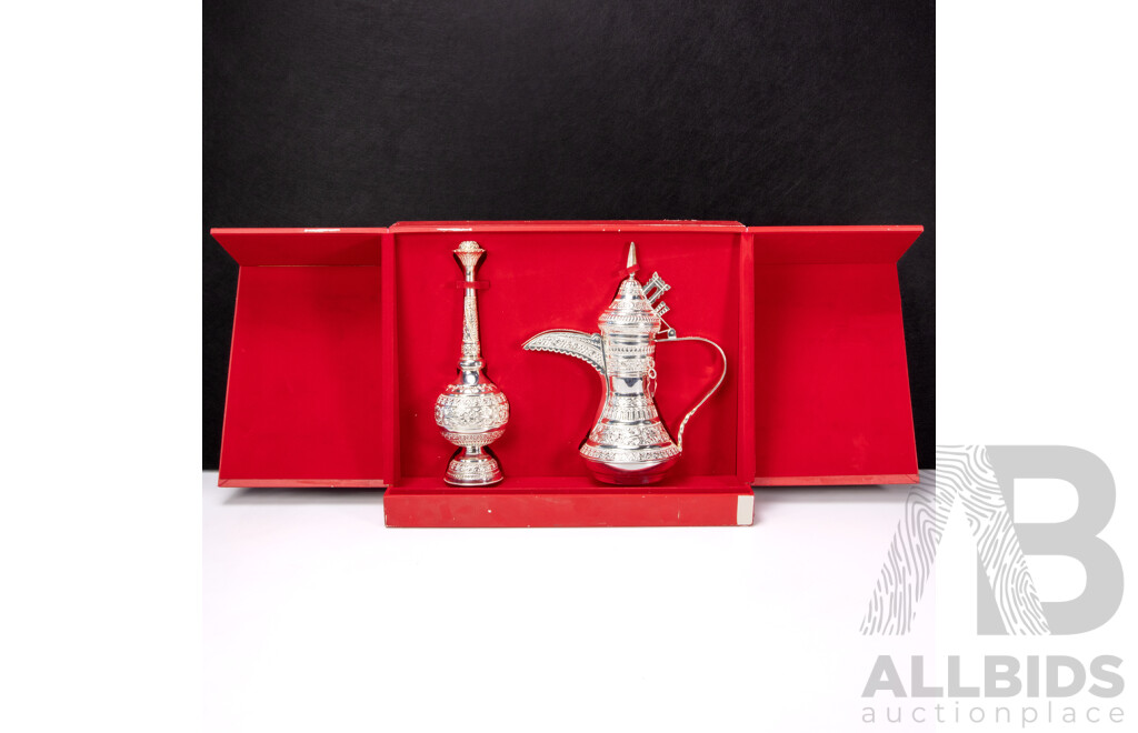 Omani Silver Mace and Rosewater Sprinkler in Presentation Case