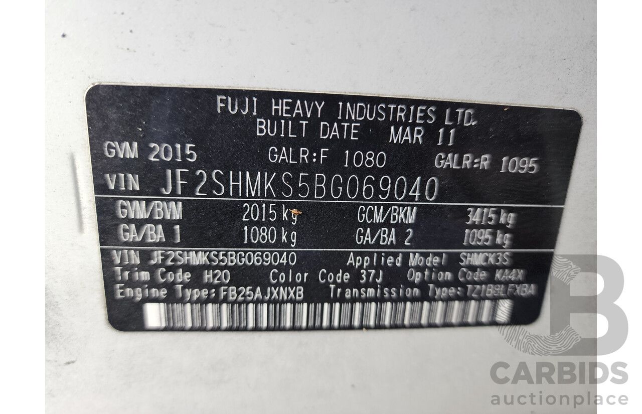 6/2011 Subaru Forester X MY11 4d Wagon White 2.5L