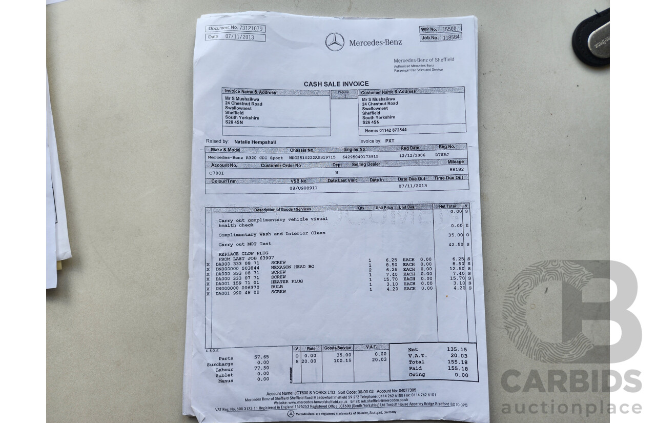 1/2006 Mercedes-Benz R 320 CDI (awd) 251 4d Wagon Silver 3.0L