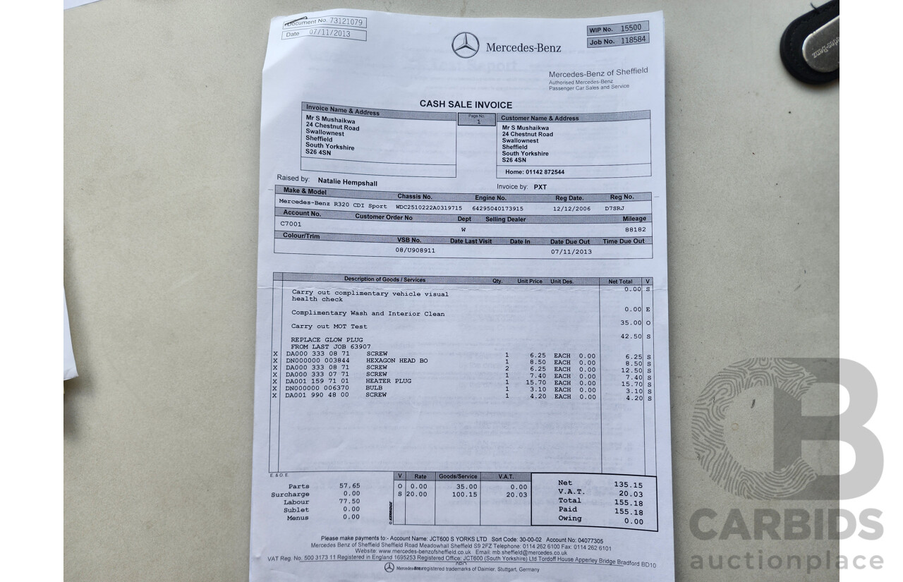 1/2006 Mercedes-Benz R 320 CDI (awd) 251 4d Wagon Silver 3.0L