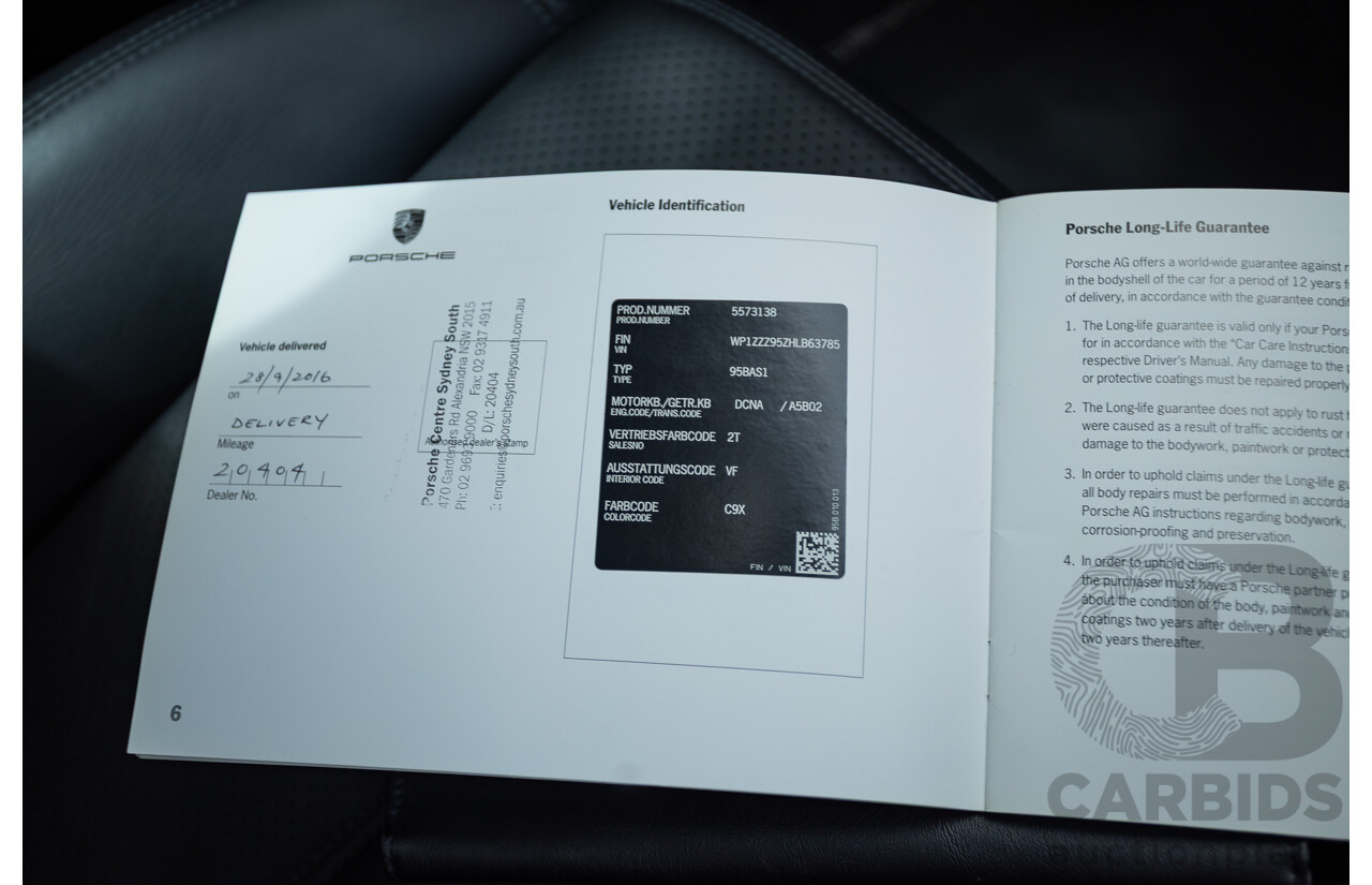 9/2016 Porsche Macan GTS (AWD) 95B MY16 4d Wagon Jet Black Metallic Twin Turbo V6 3.0L - Statutory Write Off