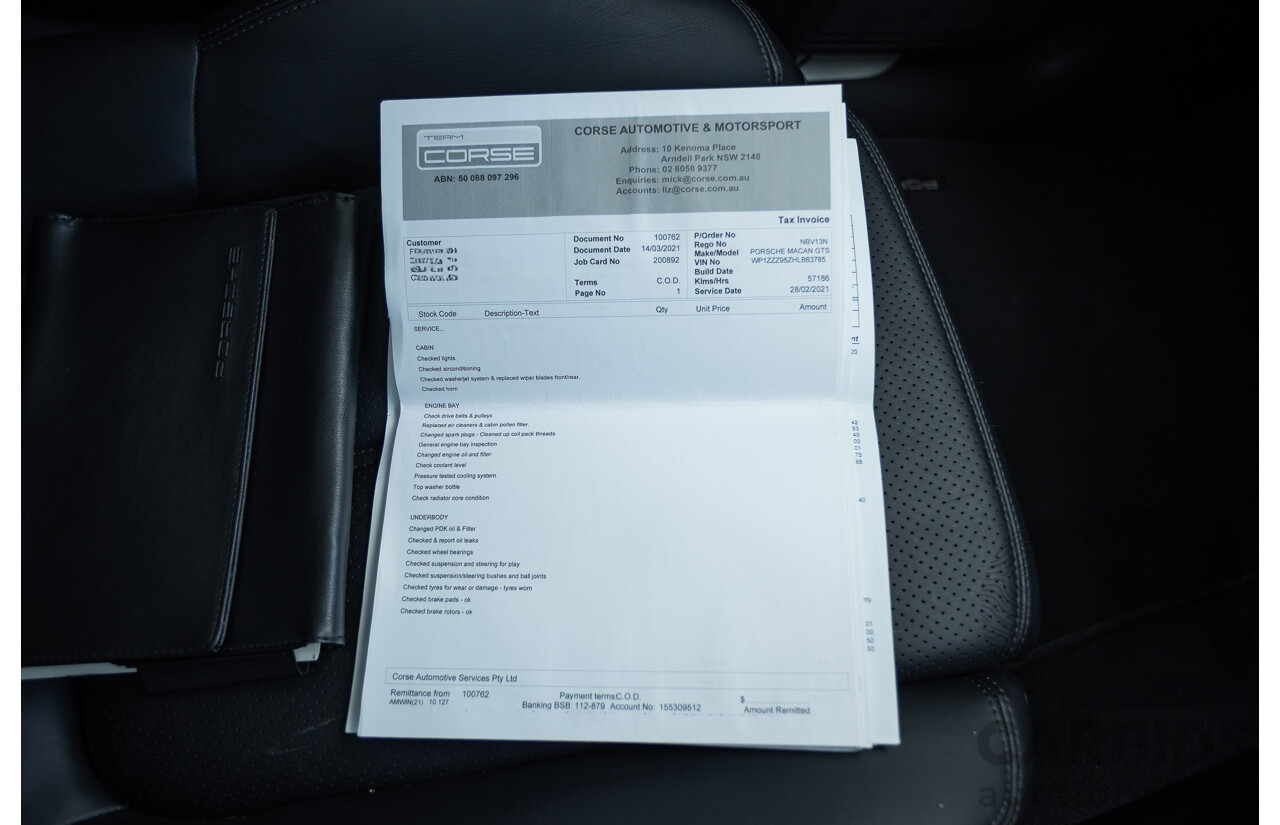 9/2016 Porsche Macan GTS (AWD) 95B MY16 4d Wagon Jet Black Metallic Twin Turbo V6 3.0L - Statutory Write Off