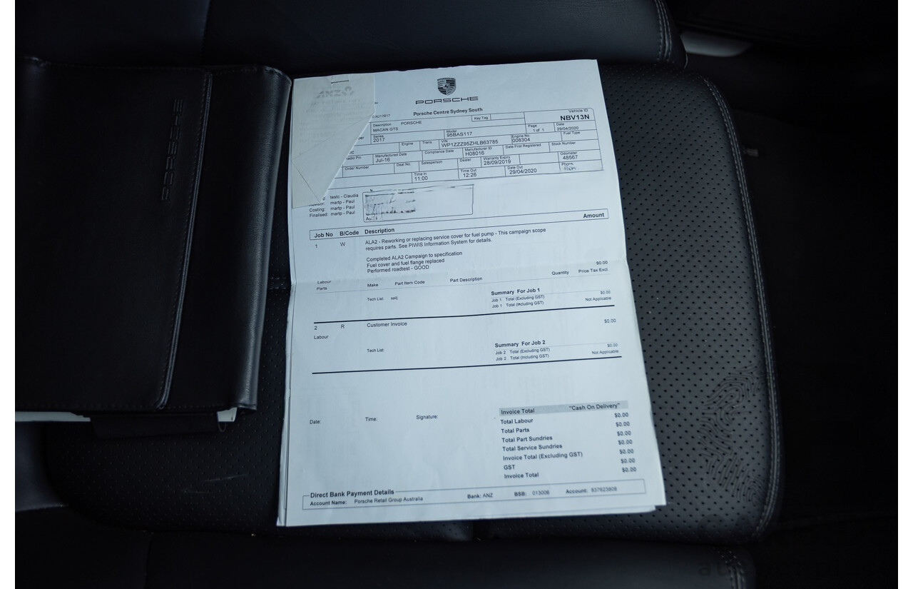 9/2016 Porsche Macan GTS (AWD) 95B MY16 4d Wagon Jet Black Metallic Twin Turbo V6 3.0L - Statutory Write Off